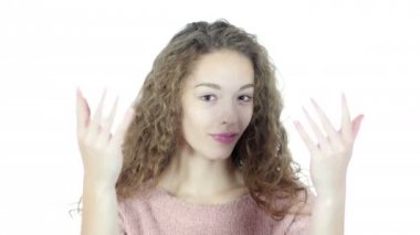 Davet jest kadın, davet, beyaz zemin üzerine portre