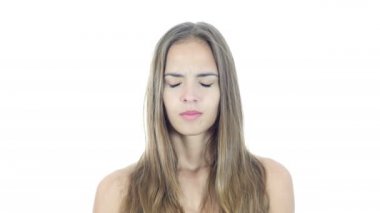 Kaybı, başarısızlık, stres, beyaz arka plana tepki kadın