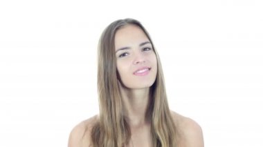 Kadın alkışlayan, beyaz arka plan