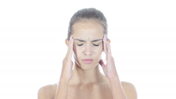 Dolor de cabeza, frustración, tensión, depresión por mujer joven — Vídeos de Stock