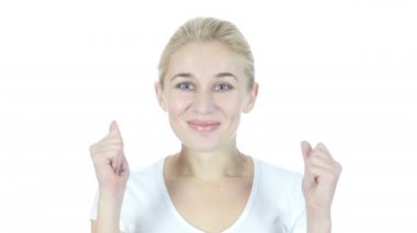 Başarı, kadın neşelendirdim ve başarılı kutluyor tepki