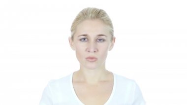 Kaybı, başarısızlık, stres, beyaz arka plana tepki kadın