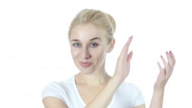 Alkış, takım için beyaz arka plan alkışlar kadın