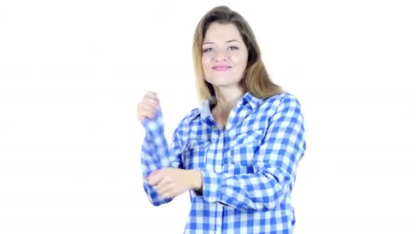 Dansende vrouw op witte achtergrond — Stockvideo