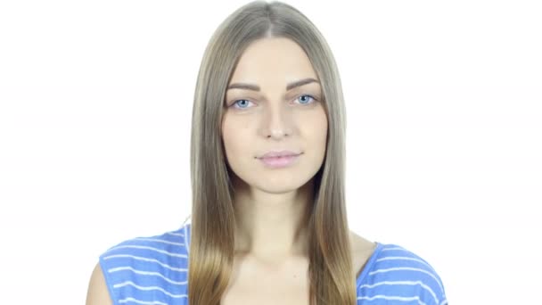 Neck pain ,Woman Suffering from Pain In Neck , White Background — Stock Footage Neck pain ,Woman Suffering from Pain In Neck , White Background Stock Video