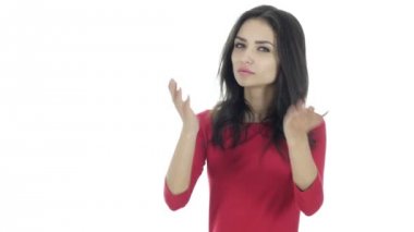 Kaybı, hata, sorun, beyaz arka plan için tepki kadın