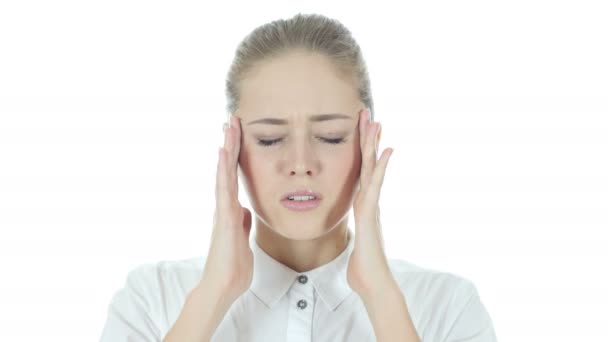 Headache, Frustrated Depressed Business Woman — Stock Footage Headache, Frustrated Depressed Business Woman Royalty Free Stock Footage