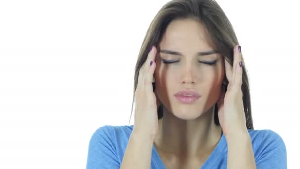 Headache, Frustrated Depressed  Brunette Woman — Stock Video