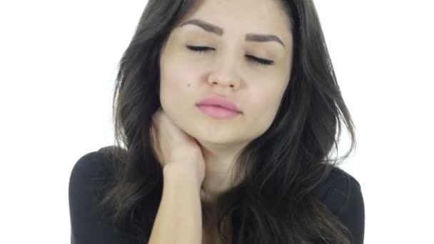 Tired Business Woman, White Background — Stock Footage Tired Business Woman, White Background Stock Footage
