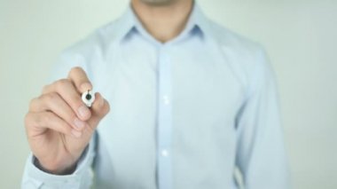 Iş, şeffaf ekranda yazılı dikkat çekmek