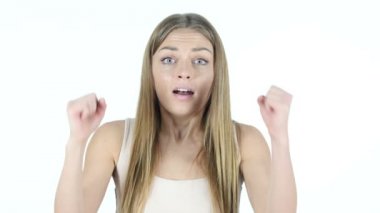 Kaybı, başarısızlık, beyaz arka plan tepki kadın