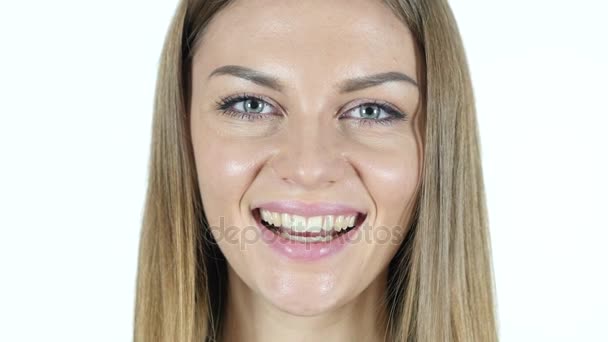 Sorrindo rosto feminino, Close-Up — Vídeo de Stock