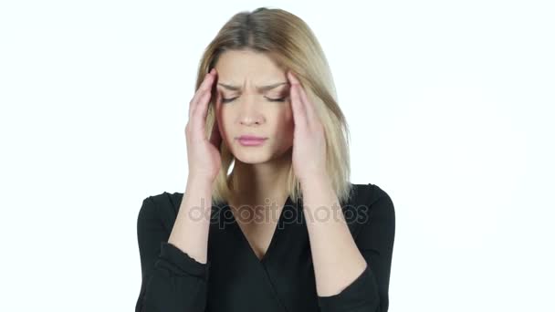 Headache, Frustration, Tension, Depressed Woman — Stock Footage Headache, Frustration, Tension, Depressed Woman Stock Footage