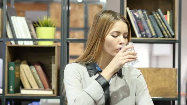 Drinking Water, Woman, Indoor — Stock Video