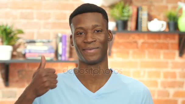 Thumbs Up By Black Young Man — Stock Video