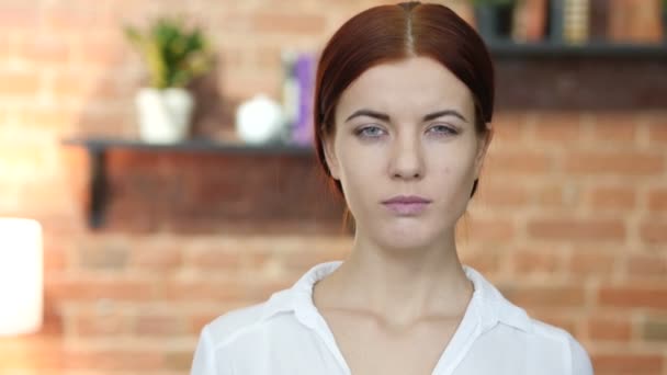 Rejecting By Shaking Head, Woman Portrait — Stock Video