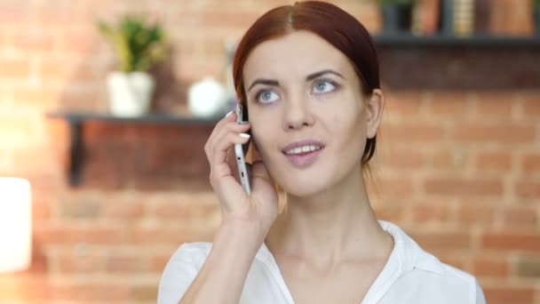 Woman Talking On Smartphone,Portrait — Stock Video