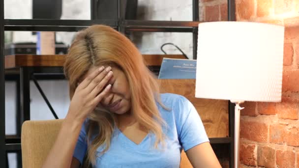 Headache, Tense Upset Black Girl, Portrait — Stock Footage Headache, Tense Upset Black Girl, Portrait Video Clip