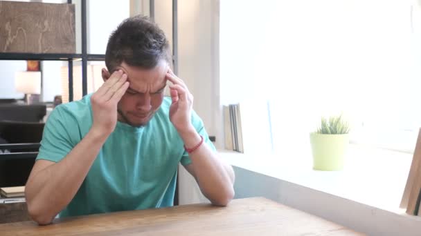 Headache, Upset Tense Young Man — Stock Video