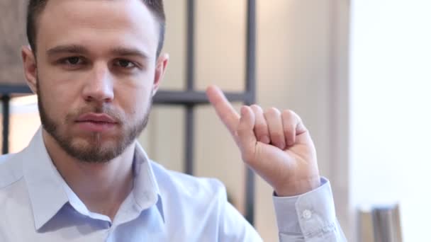 Gesture of No by Young Man, Waving Finger — Stock Video