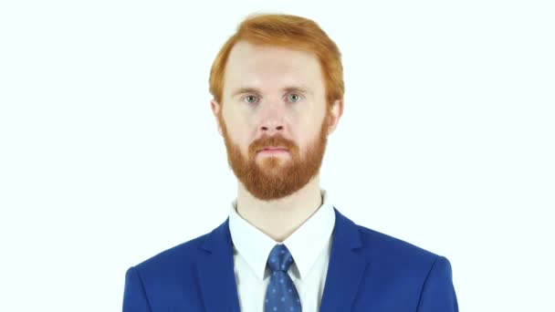 Ritratto di uomo d'affari barba capelli rossi — Video Stock