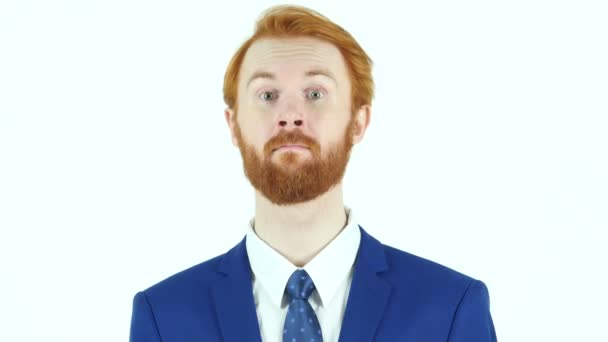 Shaking Head to Agree, Yes by Red Hair Beard Businessman — Stock Video