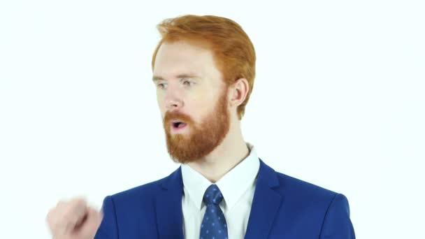 Cough, Red Hair Beard Businessman Coughing — Stock Video