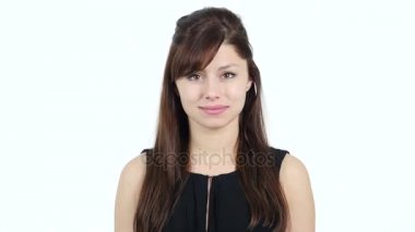 Üzgün üzgün genç kız, beyaz arka plan