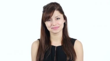 Jest genç kız tarafından davet, arka plan beyaz