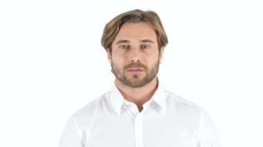 Beyaz arka plan üzerinde hayran adam