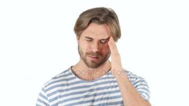 Baş ağrısı, yorgun sinirli adam