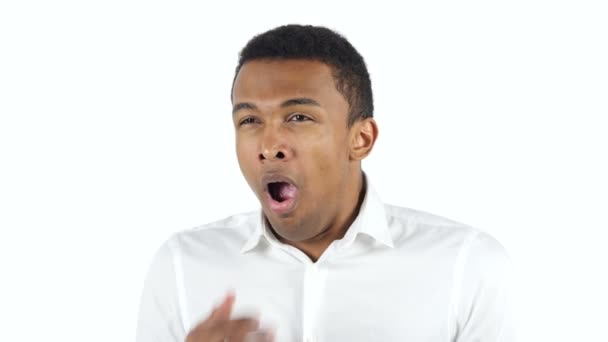 Tired Black Man Yawning — Stock Video