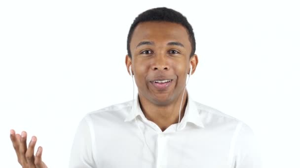 Hombre negro en línea Video Chat — Vídeo de stock