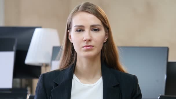 Portrait of Woman in Office — Stock Video