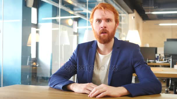 Excited Man Celebrating Success, Red Hairs — Stock Video