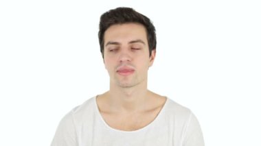 Öksürük, hasta adam, beyaz arka plan