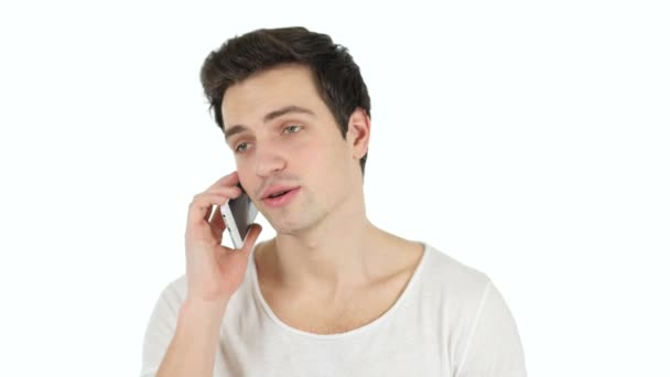 Hablando por Teléfono, Hombre Respondiendo Llamada — Vídeo de stock