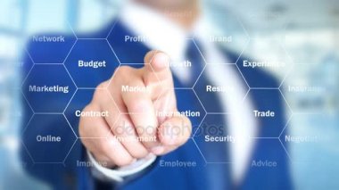 Geliştirme, işadamı holografik arayüzü, hareketli grafikler üzerinde çalışma