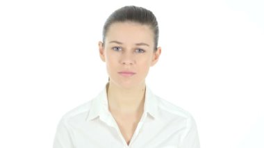 Üzgün üzgün kadın, beyaz arka plan izole