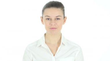 Merhaba kadın, beyaz arka plan