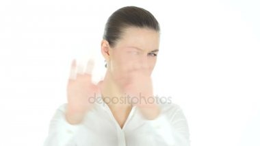 Reddetme, karşıt kadın, beyaz arka plan