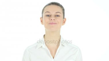 Kadın, beyaz arka plan baş sallayarak, Evet