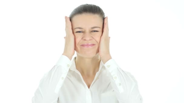 Gesture of Failure, Upset Woman, White Background — Stock Video