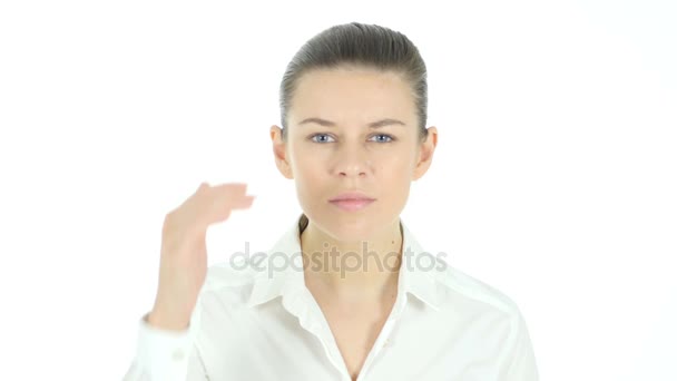 Searching Gesture by  Woman, White Background — Stock Video