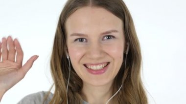 Görüntülü sohbet, güzel kadın tarafından yakın çekim