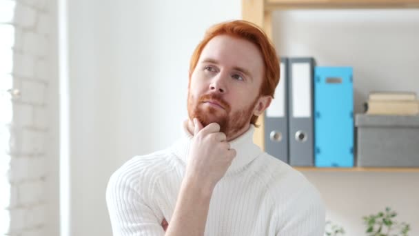 Thinking Man with Red Hairs Brainstorming New Idea — Stock Video