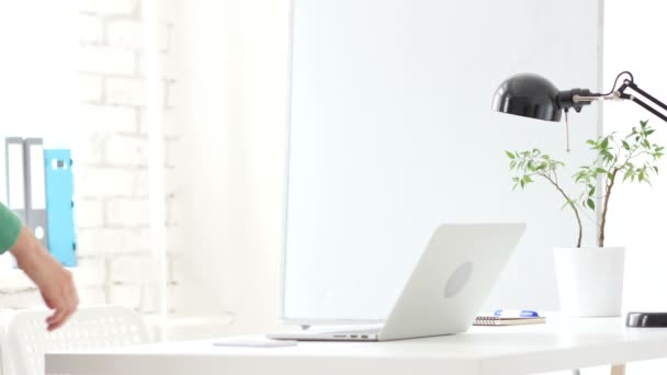 Beautiful Woman Coming to Office, Start Work — Stock Video