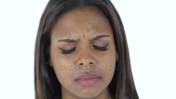 Sad Afro-American Woman Face, Close Up — Stock Video