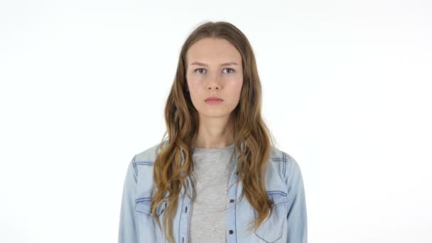 Woman Listening Gesture with Hand Around Ear — Stock Video