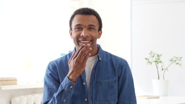 Flying Kiss by Young Afro-American Man, Portrait — Stok Video